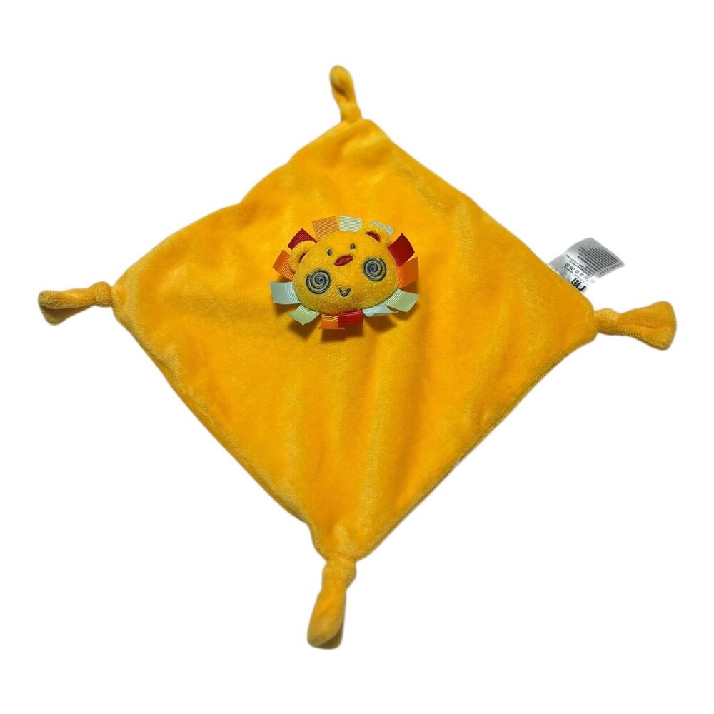 Mothercare M Lion Baby Lovey Security Blanket Yellow Taggies Knotted Corners